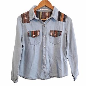 Elison Elison Elison Blue Jean Western Button Down